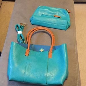 Turquoise Tote with Removable Interior Bag